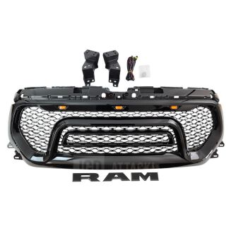 Upper Grille with LED – Rebel Style – Gloss Black (RAM 1500 19-23) - 2