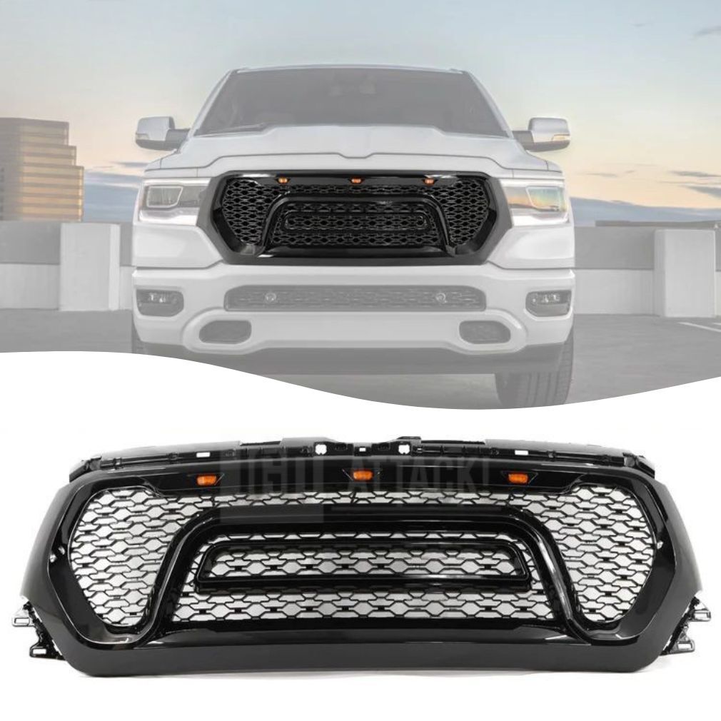 Upper Grille with LED – Rebel Style – Gloss Black (RAM 1500 19-23)