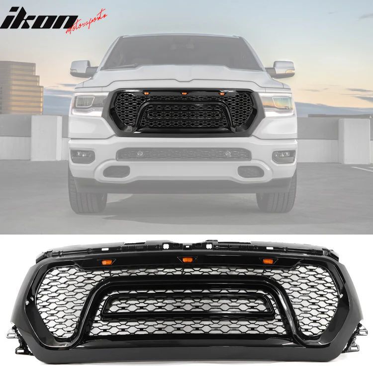 Upper Grille with LED – Rebel Style – Gloss Black (RAM 1500 19-23)