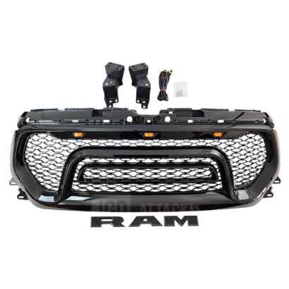 Upper Grille with LED - Rebel Style - Gloss Black (RAM 1500 19-23)