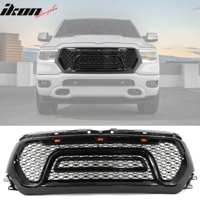 Grill Atrapa Przedniego Zderzaka z LED – Styl Rebel – Czarny Połysk (RAM 1500 19-23)
