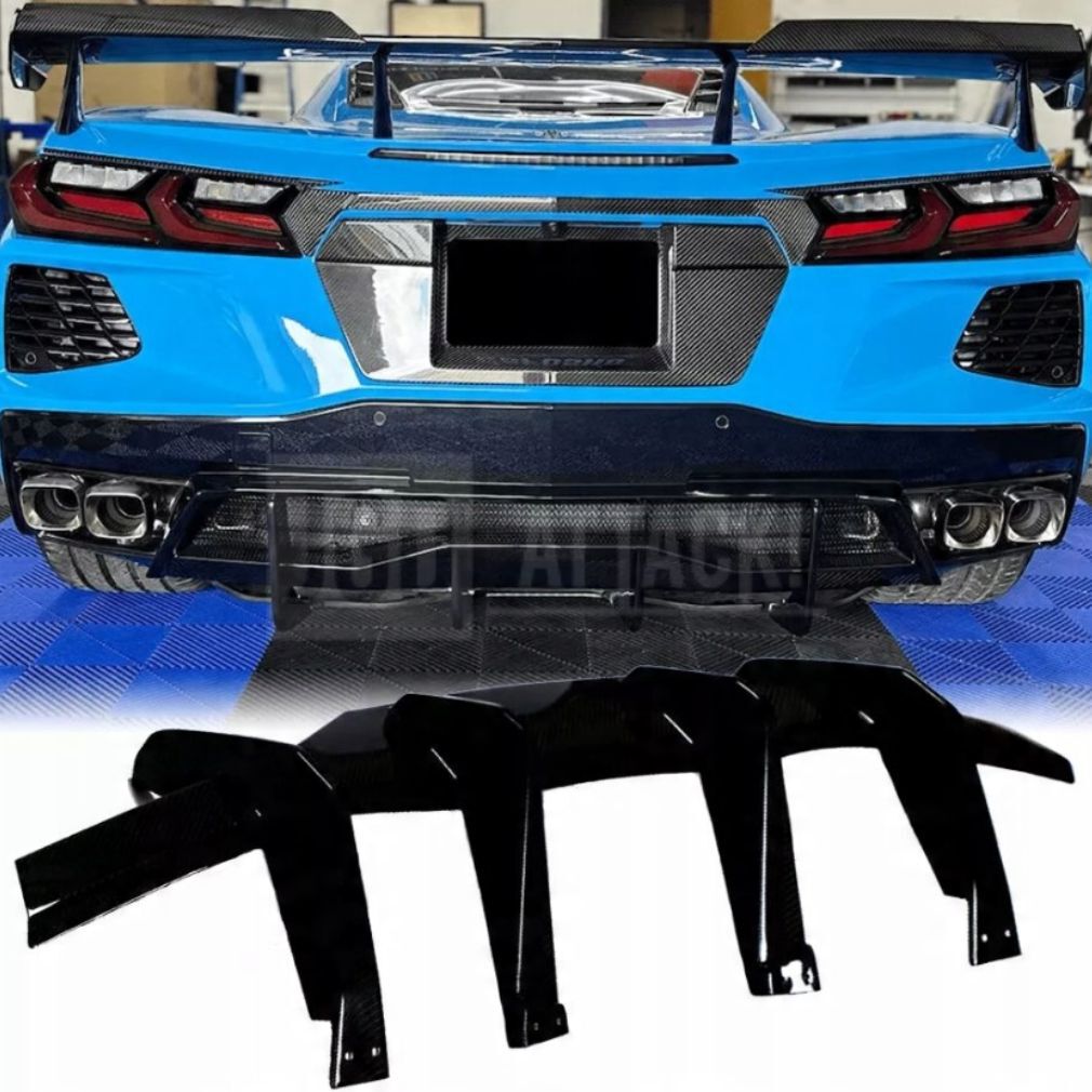 Dokładka Dyfuzora Tylnego Zderzaka – Czarny Połysk (CORVETTE C8 20-24 Stingray)
