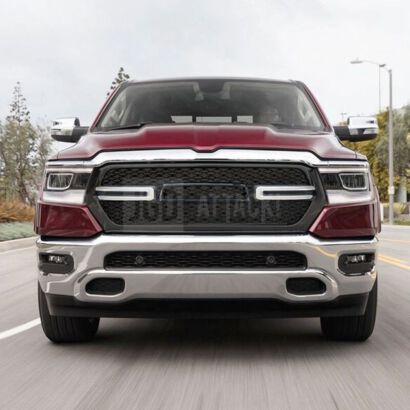 Grill Atrapa Przedniego Zderzaka LED + Kierunkowskaz - Czarny Połysk (RAM 1500 19-23)