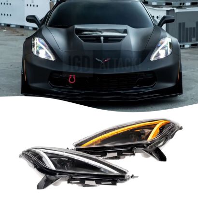 Reflektory Full LED — Vland — C8 Styl — Zestaw (CORVETTE C7 14-19)