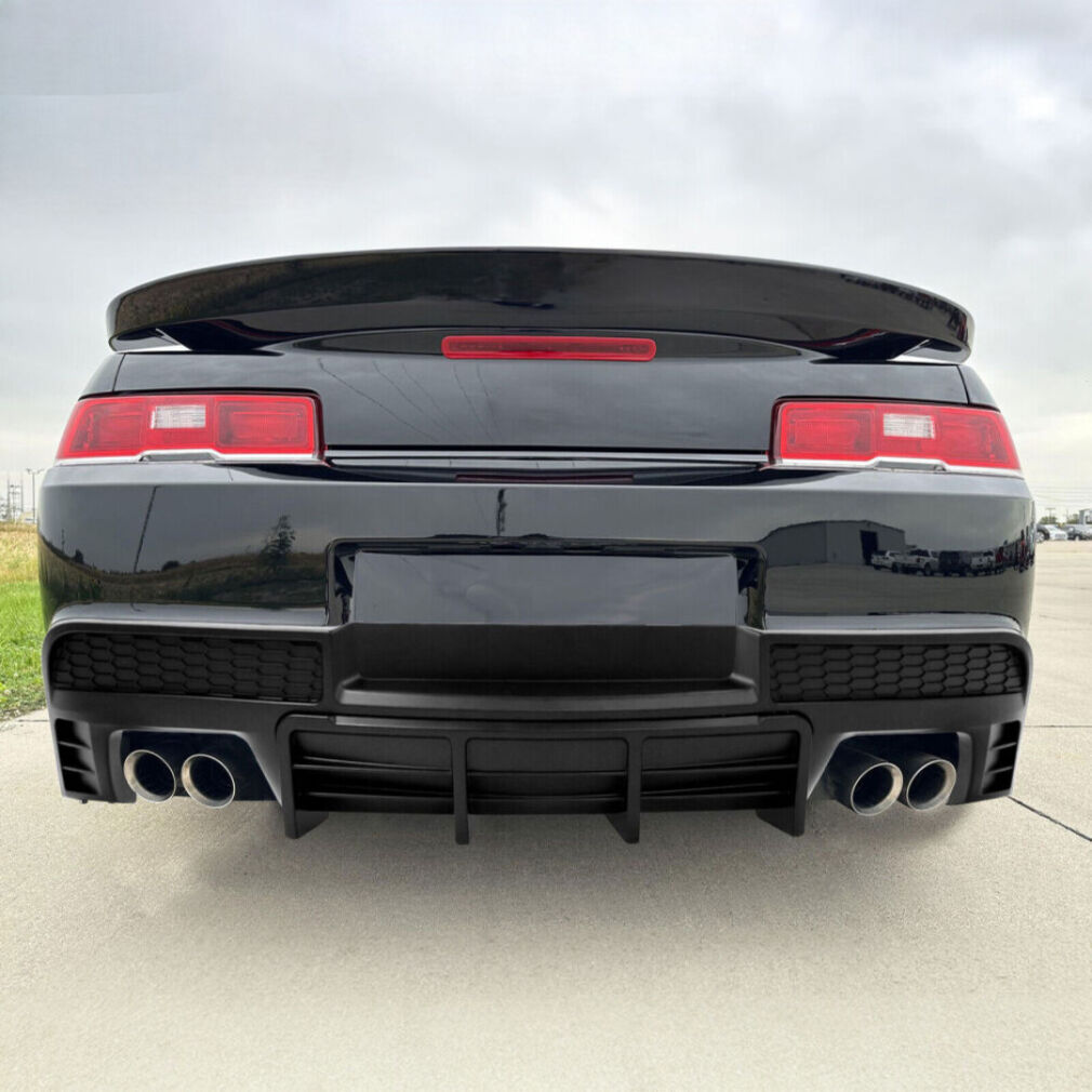 Quad Exhaust Tips + Rear Bumper Diffuser - Gloss Black (CAMARO 14-15)