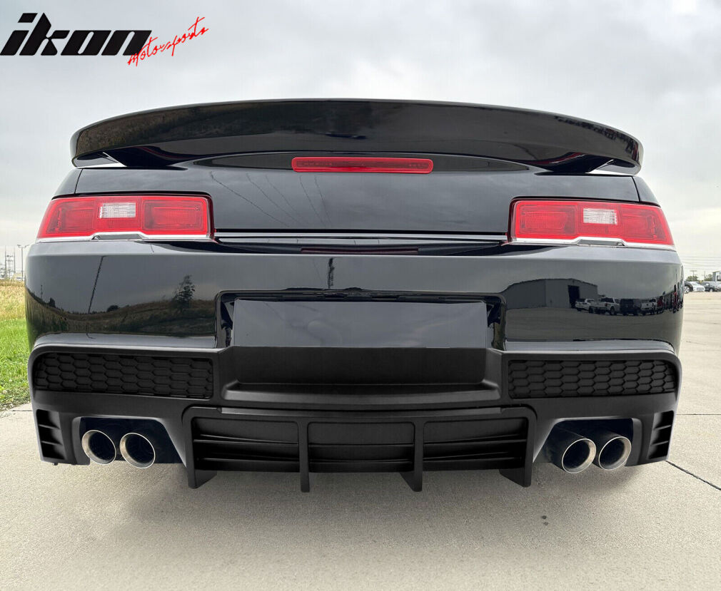 Quad Exhaust Tips + Rear Bumper Diffuser - Gloss Black (CAMARO 14-15)