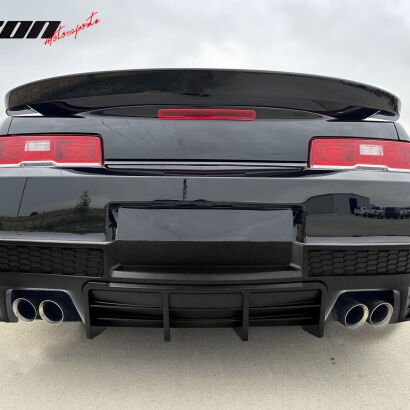 Quad Exhaust Tips + Rear Bumper Diffuser - Gloss Black (CAMARO 14-15)